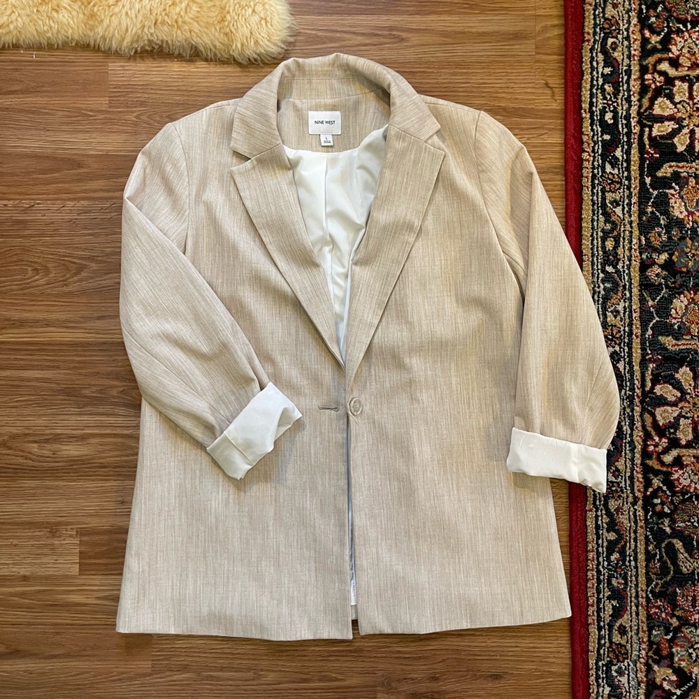 Nine West Light Beige Single Button Blazer